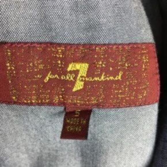 7 for all Mankind Bleached Chambray Shirt Small - Picture 6 of 7